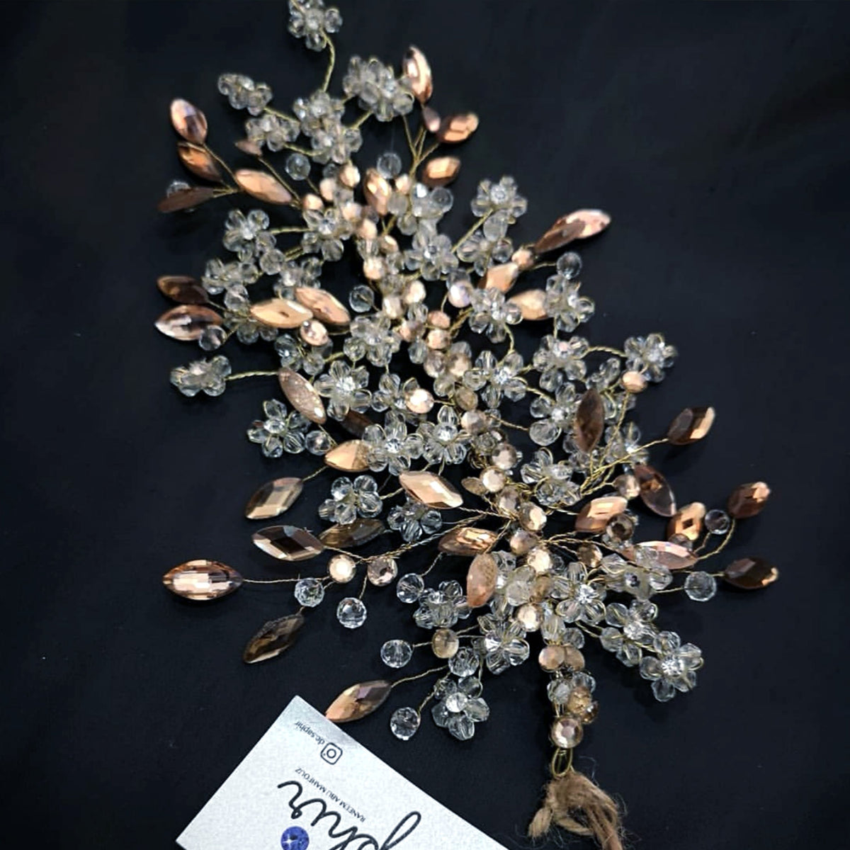 de Saphir - The Leaf Headpiece Rose Gold Swarovski & Crystals