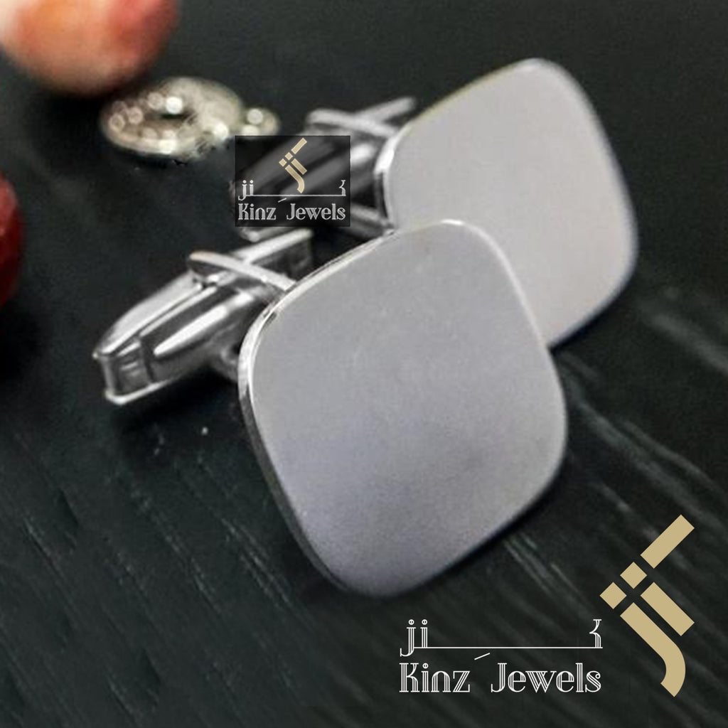 Personalized Sterling Silver Italian Cufflinks Square - Arabic or English