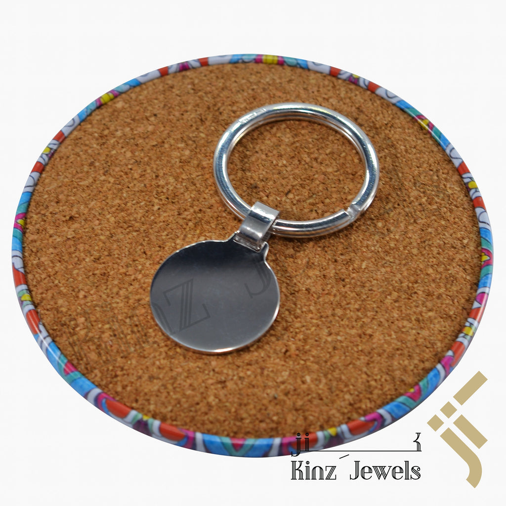 Personalized Round Sterling Silver Keychain