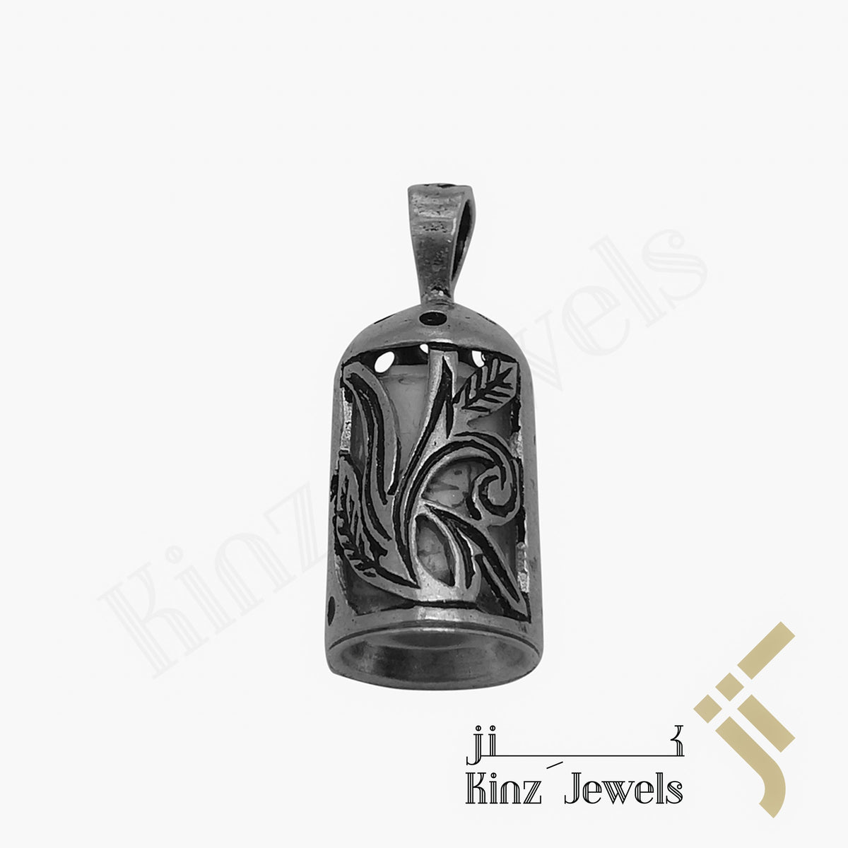 Kinz Silver Car Mirror Hanging or Keychain Dzi Agate Protective Capsule - The Throne Verse