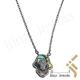 Sterling Silver Double Hamsa Mother Of Pearl And Cubic Zircon Necklace