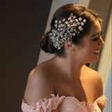 de Saphir - The Leaf Headpiece Rose Gold Swarovski & Crystals