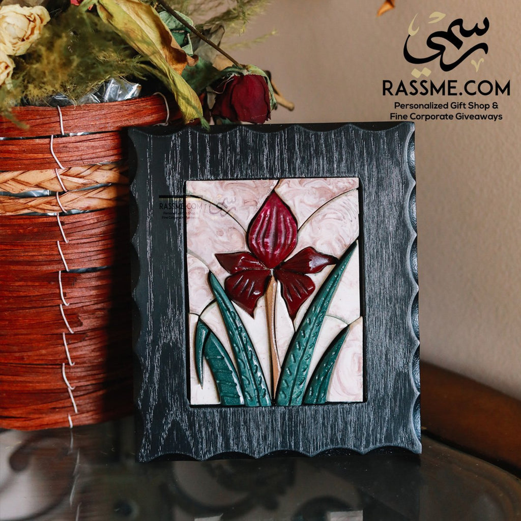 Black Iris Mosaics 3D Floral Wooden Frame