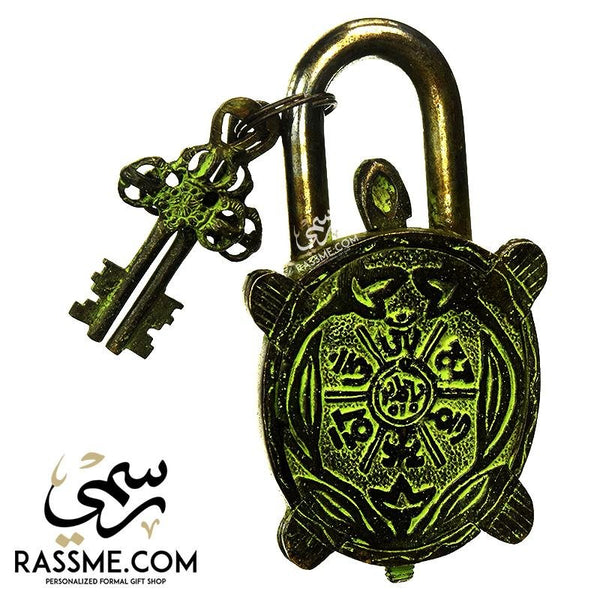 Solid Brass Indian Padlock Turtle Functional Antique Keys Locker