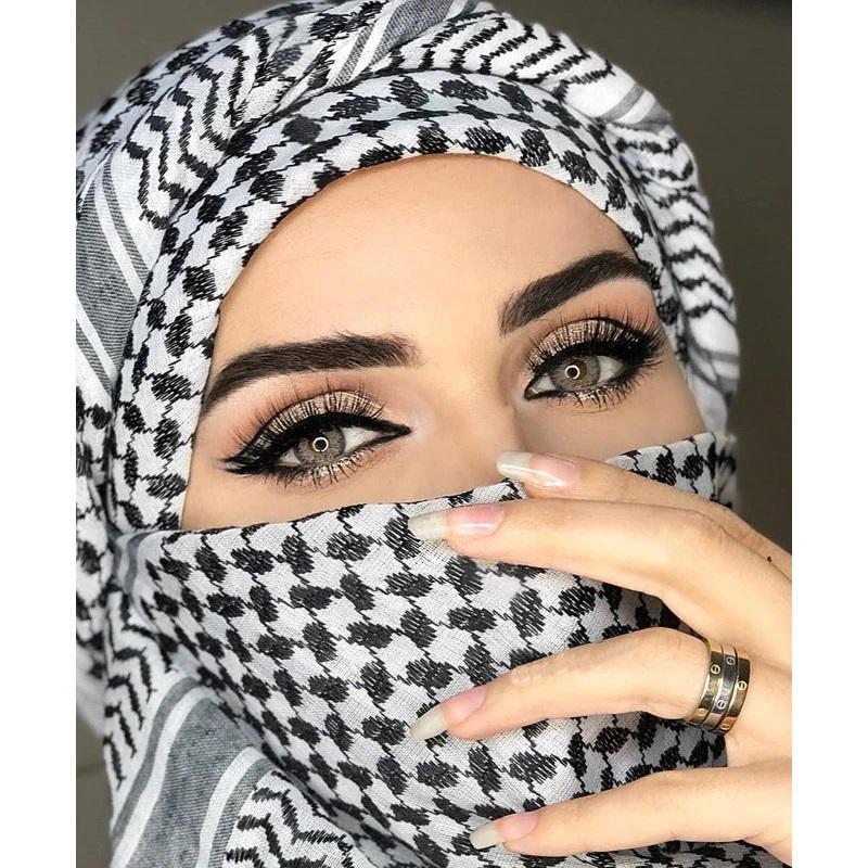 Palestinian Keffiyeh headdress scarf with Hadab حطة فلسطينية يدوية مهد –