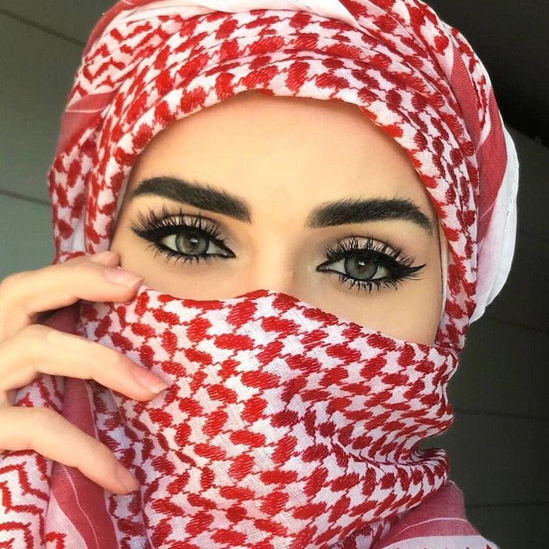 Jordanian Shemagh Keffiyeh Traditional Head Scarf Red And White Arabic Head cover for Turbante Unisex