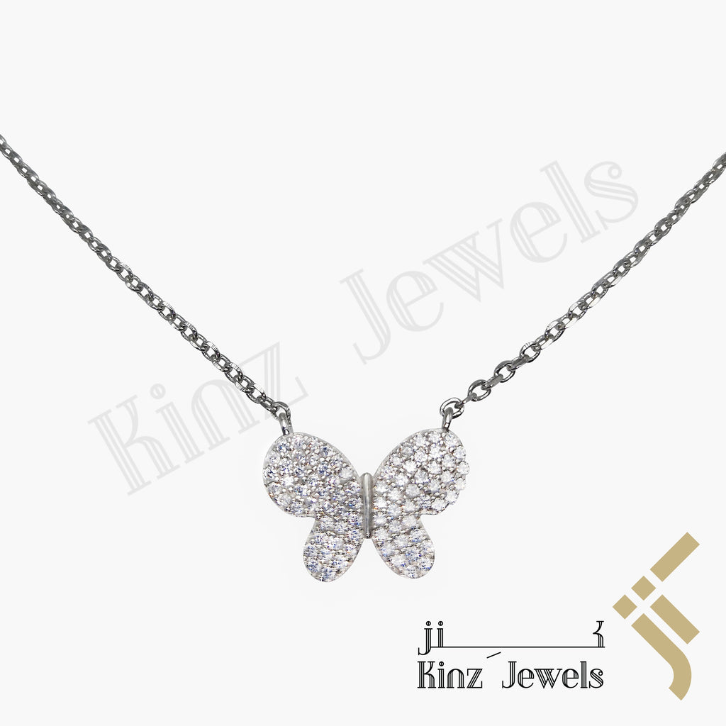 Sterling Silver Butterfly Cubic Zirconia Necklace