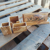 Desk Name Sign Set Olive Wood Handmade In Holy Lands
