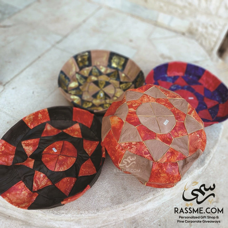 Large Egyptian Morrocan Handmade Genuine Leather Ottoman Pouf Cushion