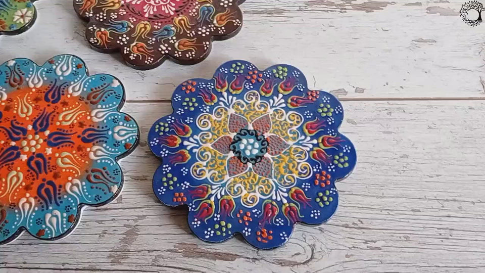 Ceramic Coaster Wall Dishes, Ceramic Tile Trivet, Hot Pad, Kitchen Decor hanging
