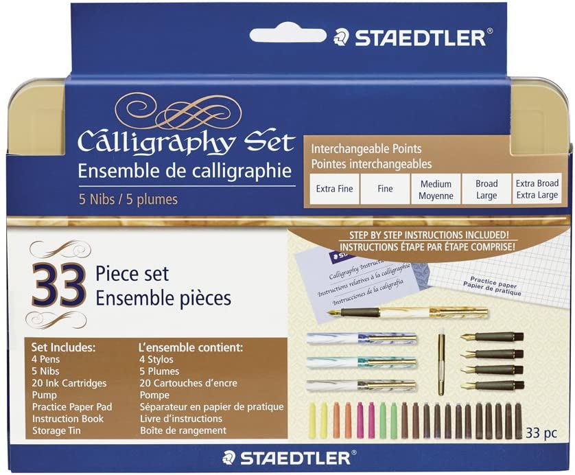 STAEDTLER calligraphy pen set, Complete 33 piece tin, ideal for all sk –  STLESS