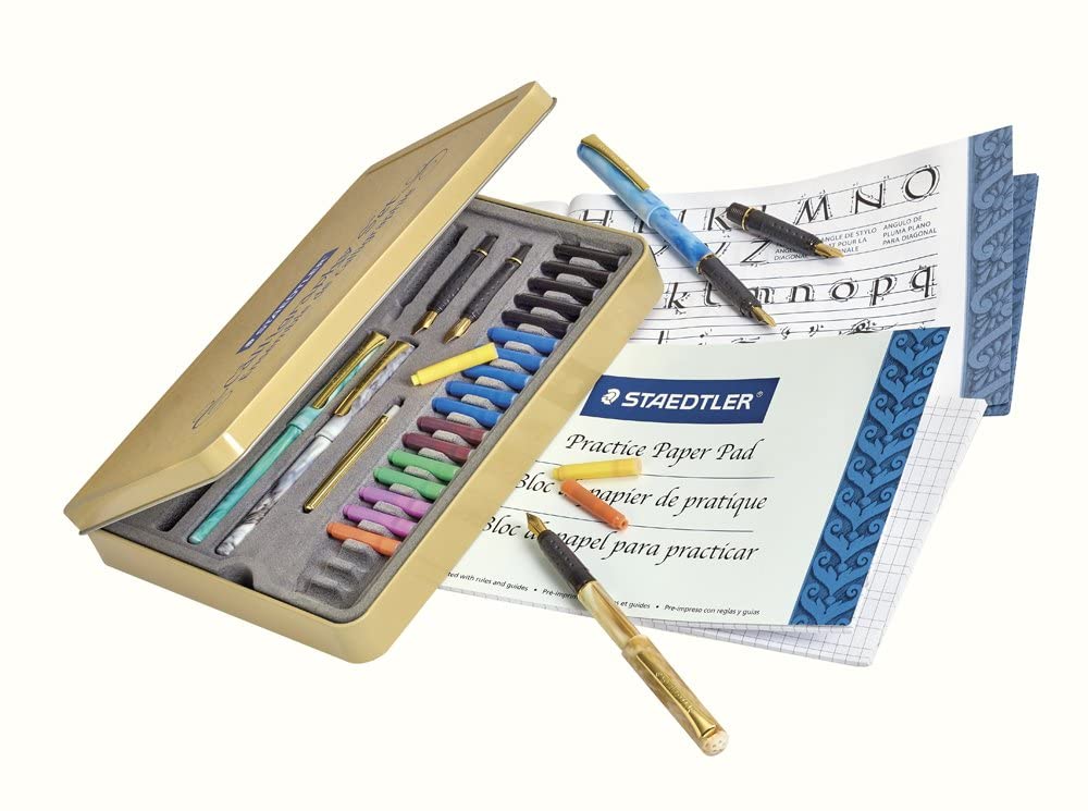 STAEDTLER calligraphy pen set, Complete 33 piece tin, ideal for all skill levels, 899 SM5,Assorted