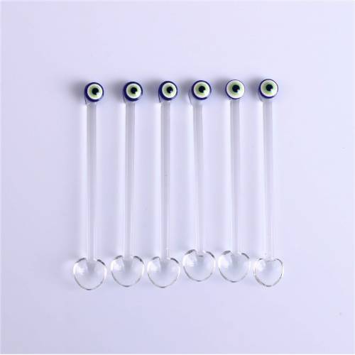 Glass Teaspoons with Evil Eye, Set of 6, Perfect for Coffee-Tea Serving
