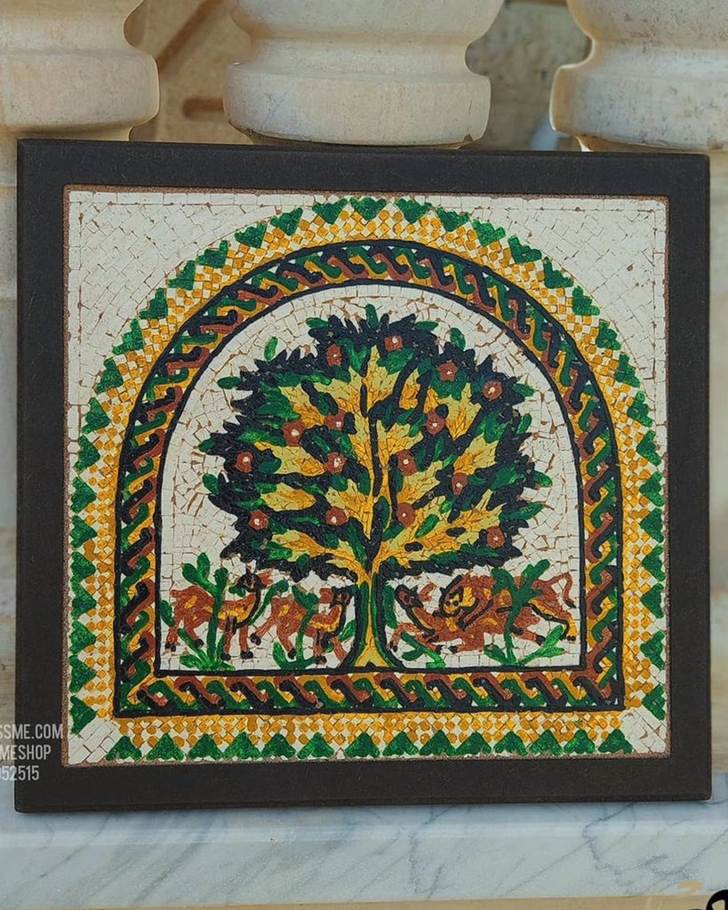 Real Stones Mosaics Tree Of Life Wooden Frame Handcrafted