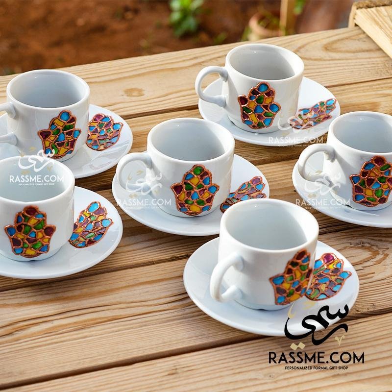 Turkish Coffee Hamsa Palm Colorful 6 Pcs Set