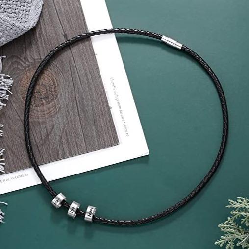 Custom Men Leather Necklace Custom Men Braid Necklace with Small