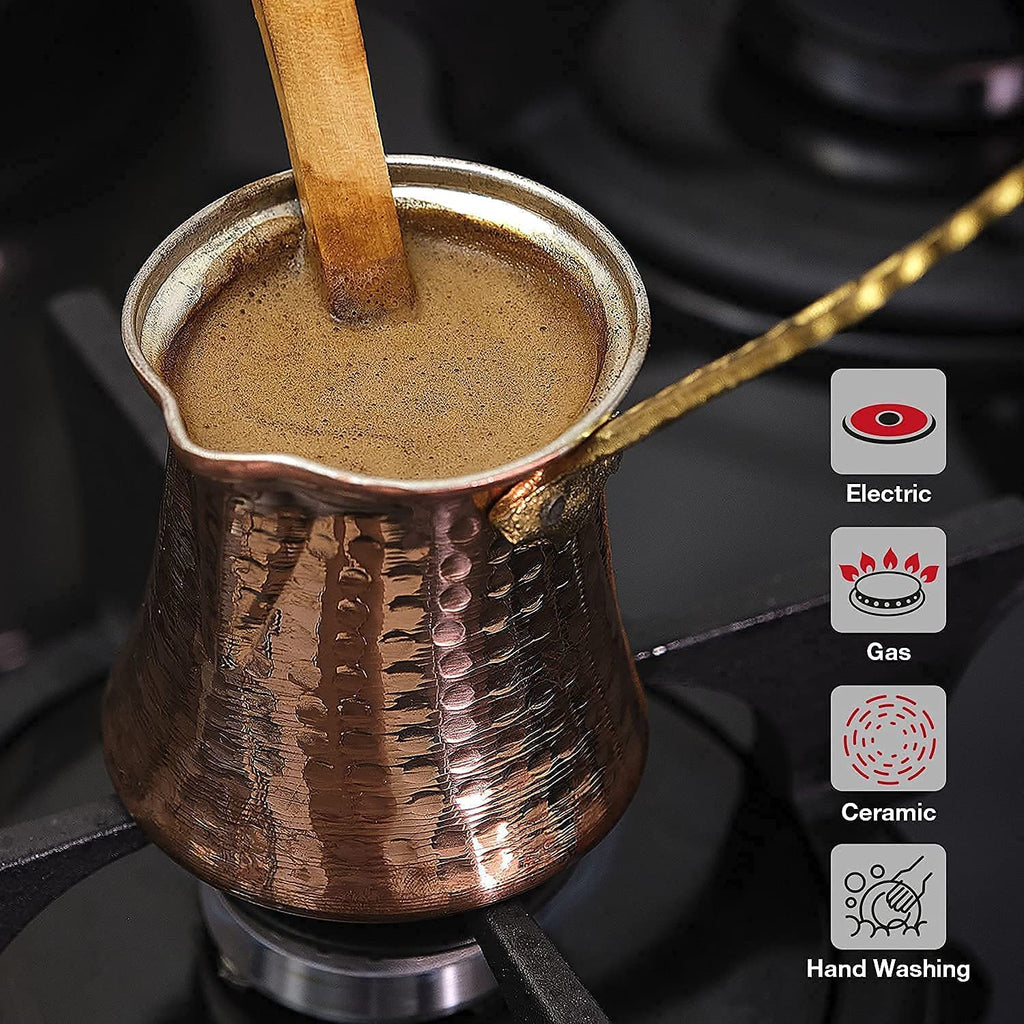 Caffettiera Turca In Acciaio Inox 18/10 – 270 Ml (9 FL Oz) – 4 Tazze – Manico Ergonomico – Prodotta In Turchia