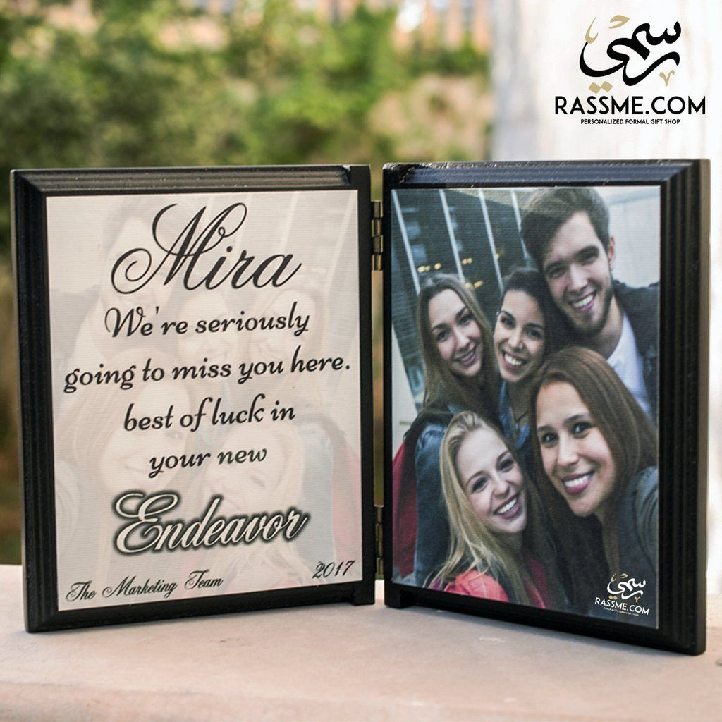 Wooden Book Two Frames (Image + Text) - Free Engraving