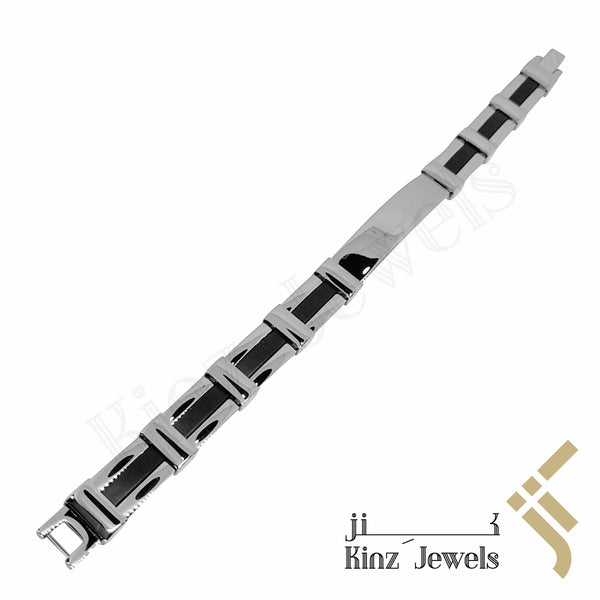 Personalized Bold Man High Quality Stainless Steel Rubber Bracelet