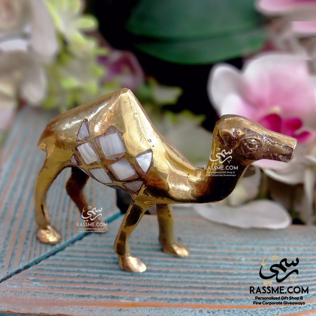 Small Brass Camel With Mother Of Pearl