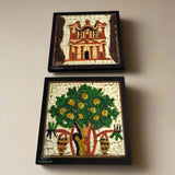 Wood and Stone Mosaic Petra / Tree Of Life Coaster Square