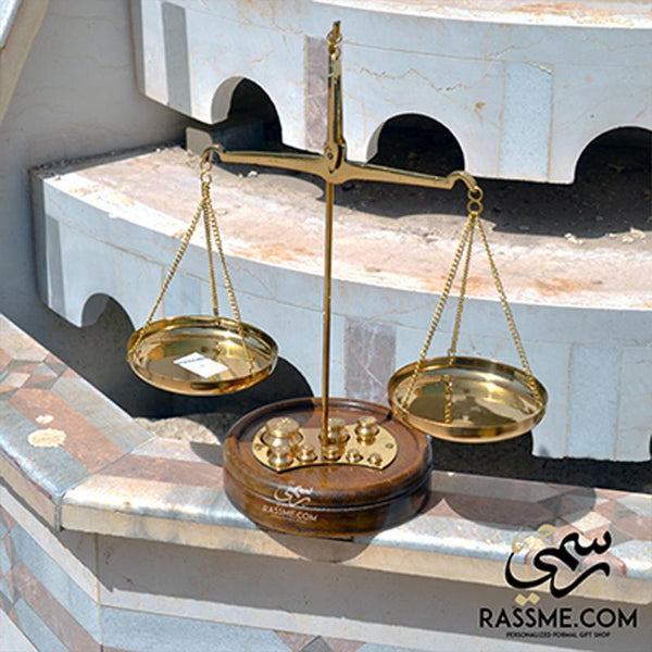 Wooden Rounded Base Balance Weighing weights Justice Scale - Free Engraving