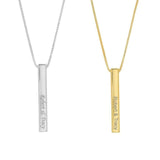 Gold Vermeil Personalized Genuine Silver 3D Vertical Bar Necklace 4 Sided