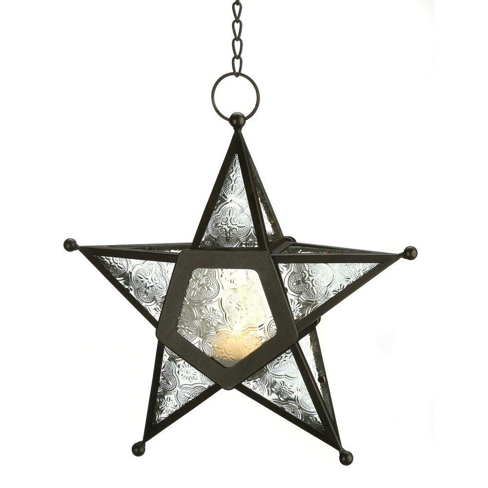 Iron With Glass Star Shaped Lantern Lamp / Candle