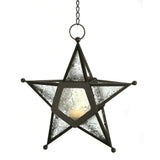 Iron With Glass Star Shaped Lantern Lamp / Candle