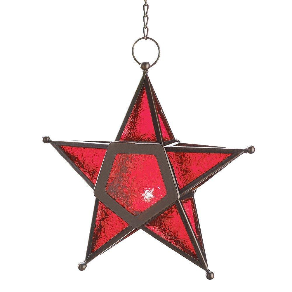 Iron With Glass Star Shaped Lantern Lamp / Candle