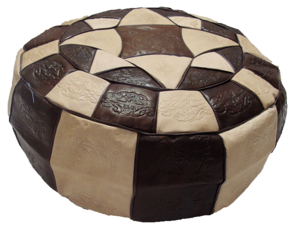 Large Egyptian Morrocan Handmade Genuine Leather Ottoman Pouf Cushion