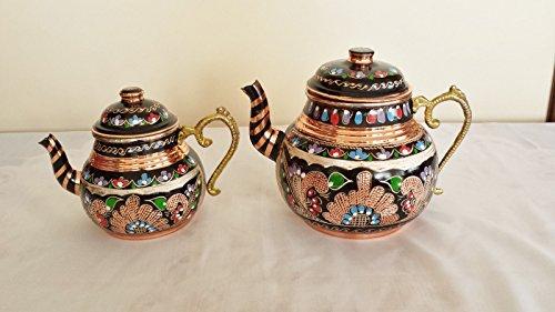 Handmade Turkish Copper Ottoman Inlaid Antique Stylish Teapot Kettle Tea Samovar