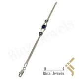 Sterling Silver Vintage Lapis Between Flowers Bracelet