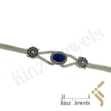 Sterling Silver Vintage Lapis Between Flowers Bracelet