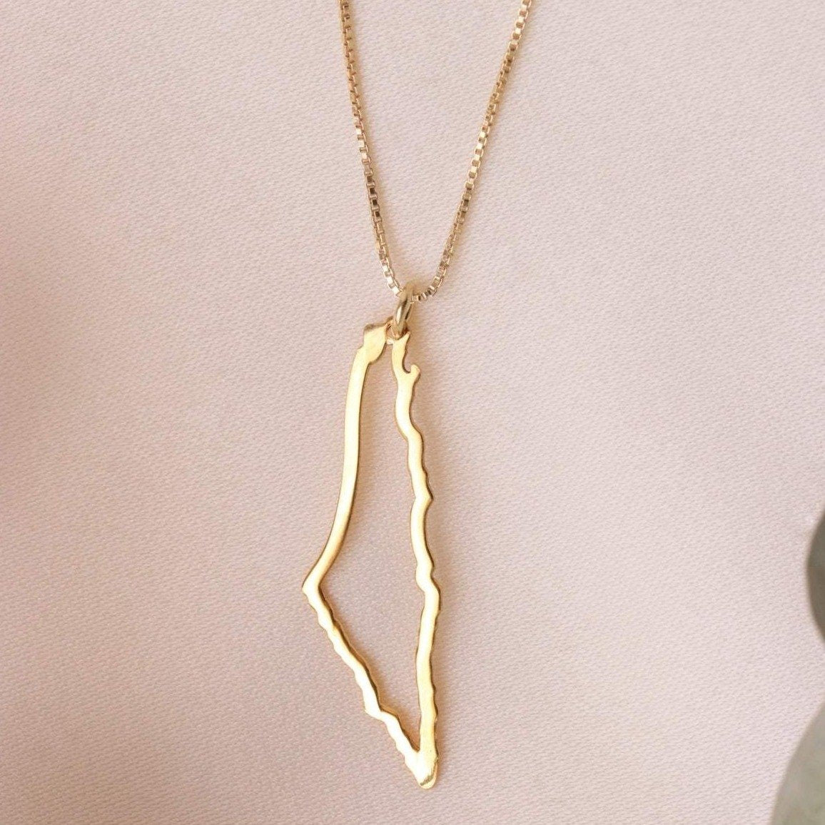 Silver Simple Palestine map necklace سنسال خريطة فلسطين ناعم