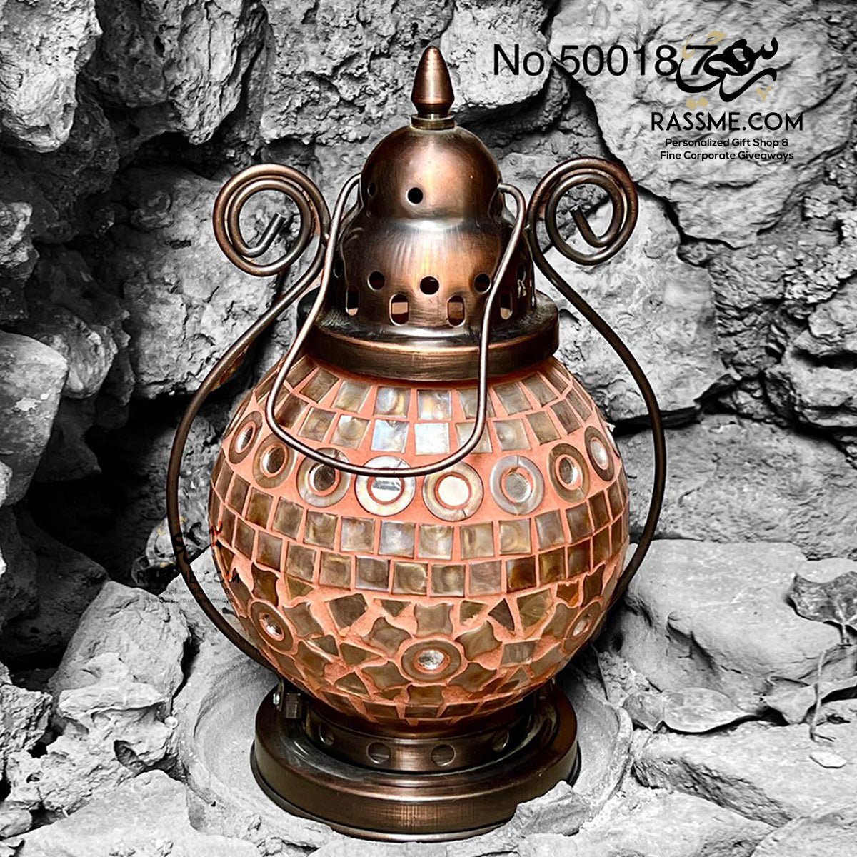 Large Desk Lantern Brass And Mother Of Pearl