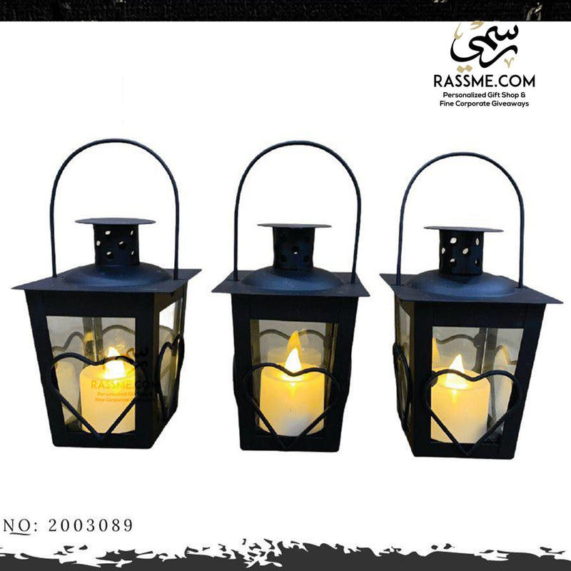 Small Transparency Cube Lantern Heart Glass - Desk / Candle