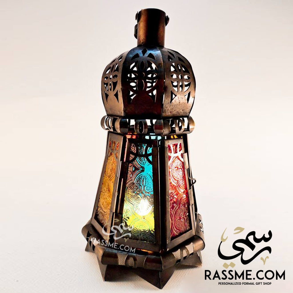 Candle Regular Arabian Glass Lantern Desk