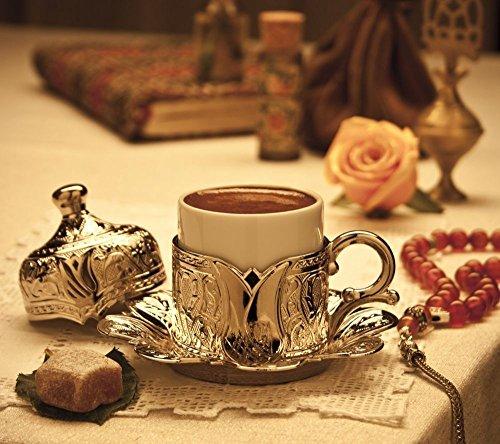 Ottoman Turkish Coffee Serving Set Espresso Latte Gaiwan Saucer silver