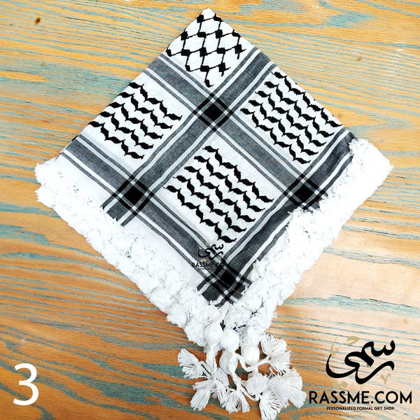 Palestinian Keffiyeh Kuffiyeh Shemagh Traditional Head Scarf Black And White