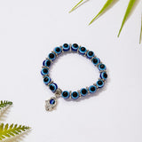 Blue Beads Evil Eye Bead Palm Charm Bracelet Elastic Couple Luck