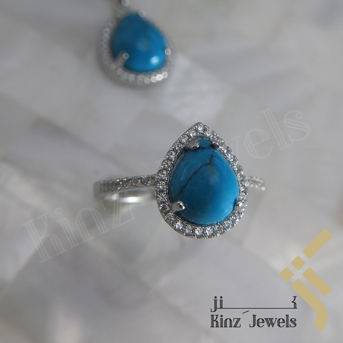Sterling Silver Rhodium Vermeil Zircon Turquoise Jewelry Set