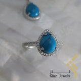 Sterling Silver Rhodium Vermeil Zircon Turquoise Jewelry Set