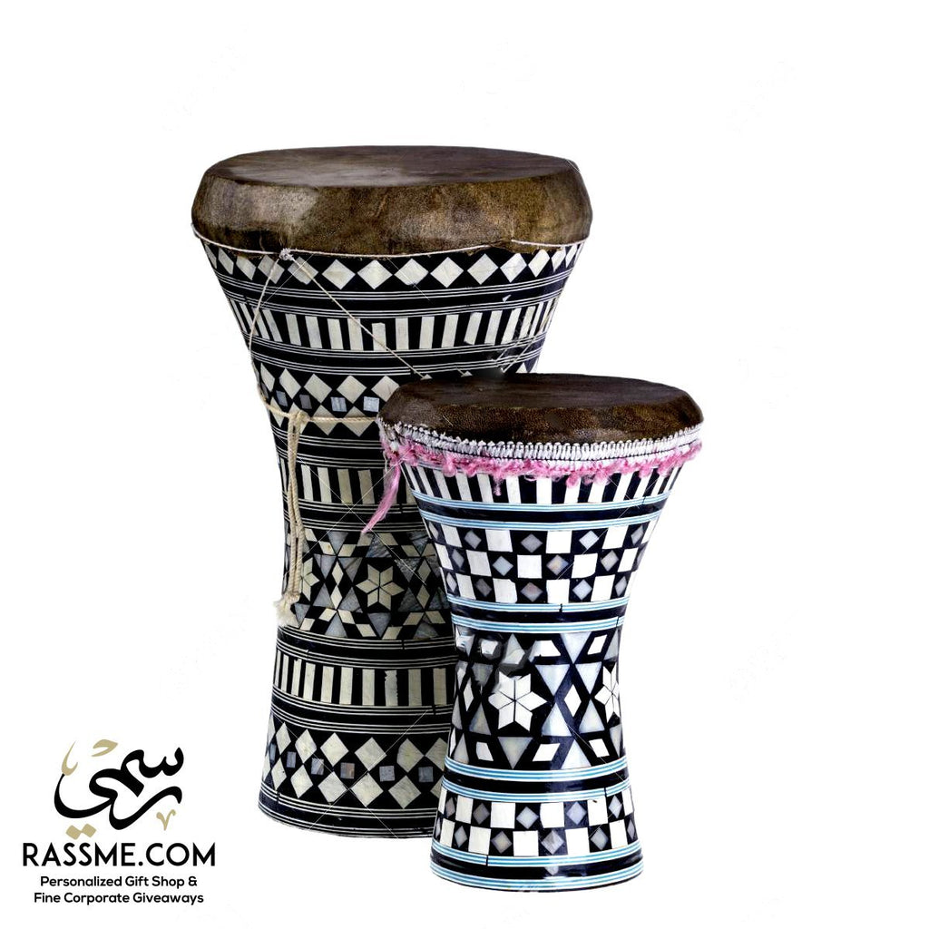 Egyptian Wooden Tabla Drum Doumbek Goat Skin Inlaid Handmade