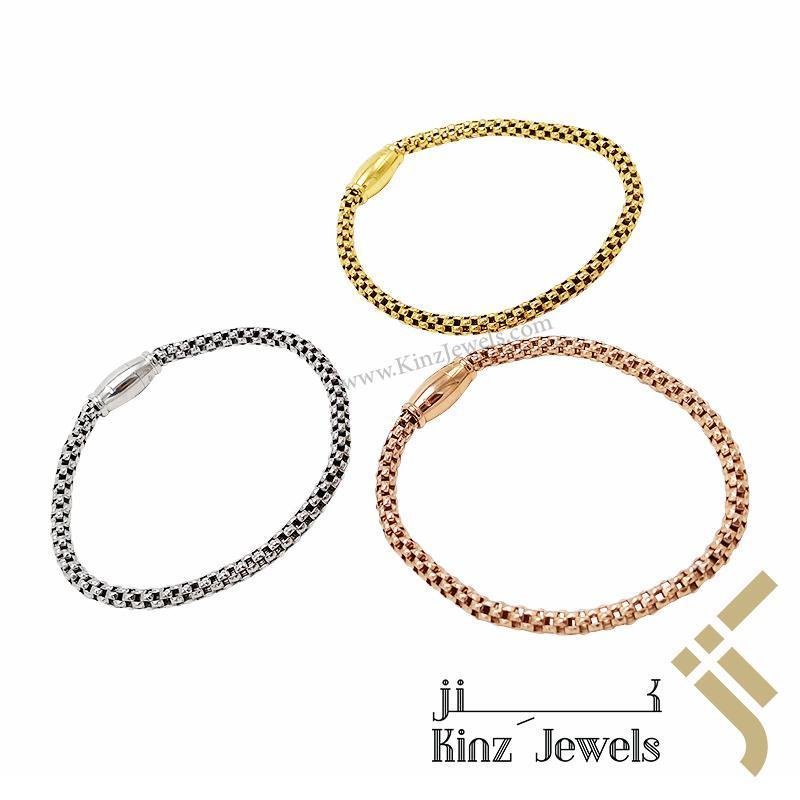 Premium Silver Bracelet Gold Vermeil Rope Magnetic