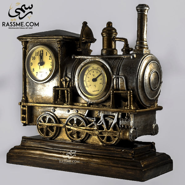Steam Train Old Engine Clock And Temperature