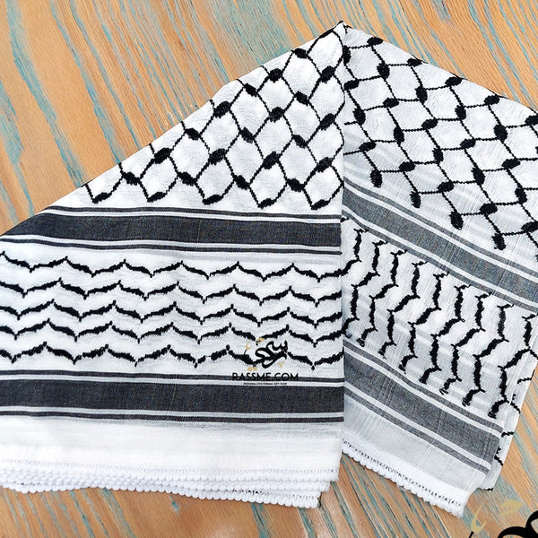Palestinian Keffiyeh Kuffiyeh Shemagh Traditional Head Scarf Black And White Arabic Head cover for Turbante Unisex