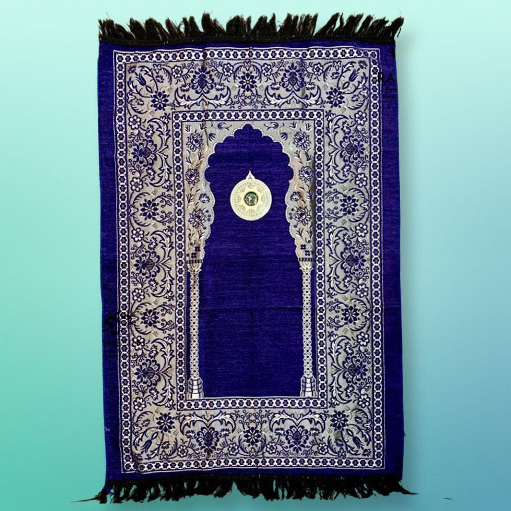 Navy Velvet Prayer Rug Muslim Prayer Mat