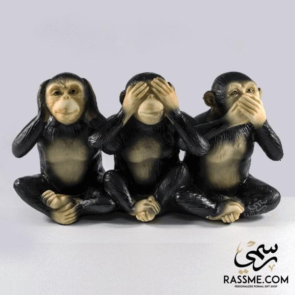 Three Pieces Wooden Monkeys