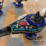 Aladdin Magical Lamp Brass & Genuine Gemstones - Free Engraving